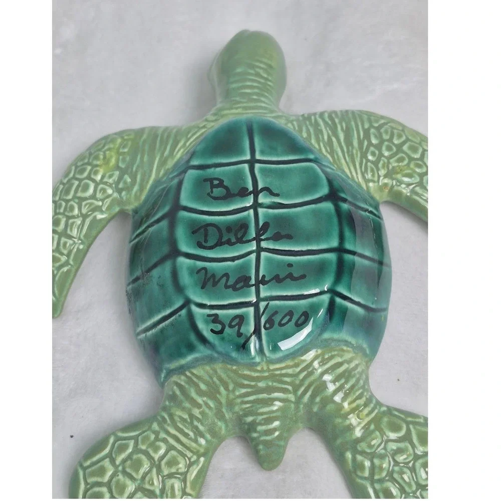 Ben Diller Maui Hawaiian Studio Pottery Ceramic Sea Turtle Dish Limited Edition